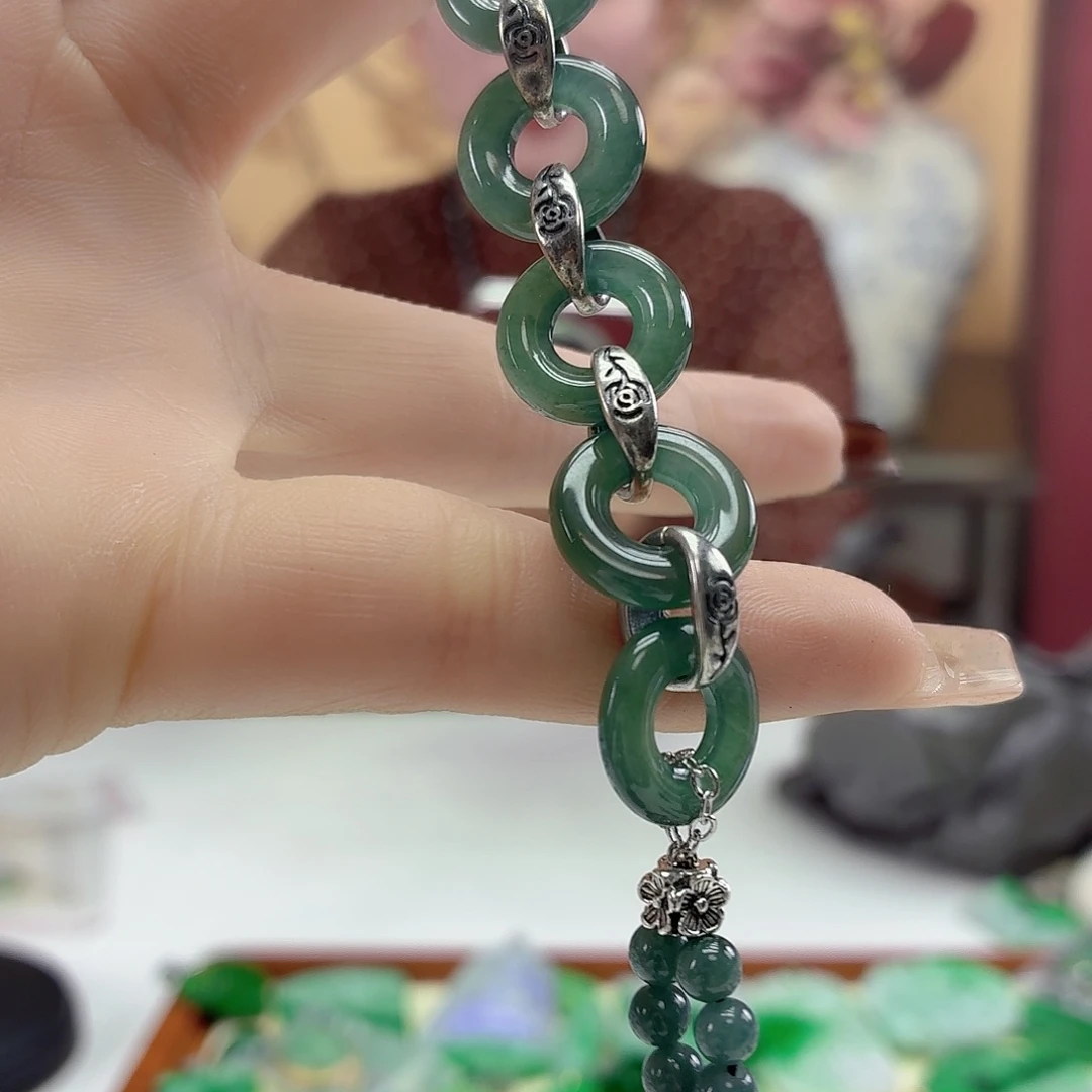 翡翠银S925镶嵌手链翡翠