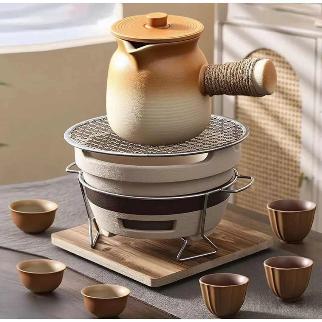 明火干烧烤奶罐大壶侧把煮茶旅行围炉专用套装陶壶大容量家用带盖