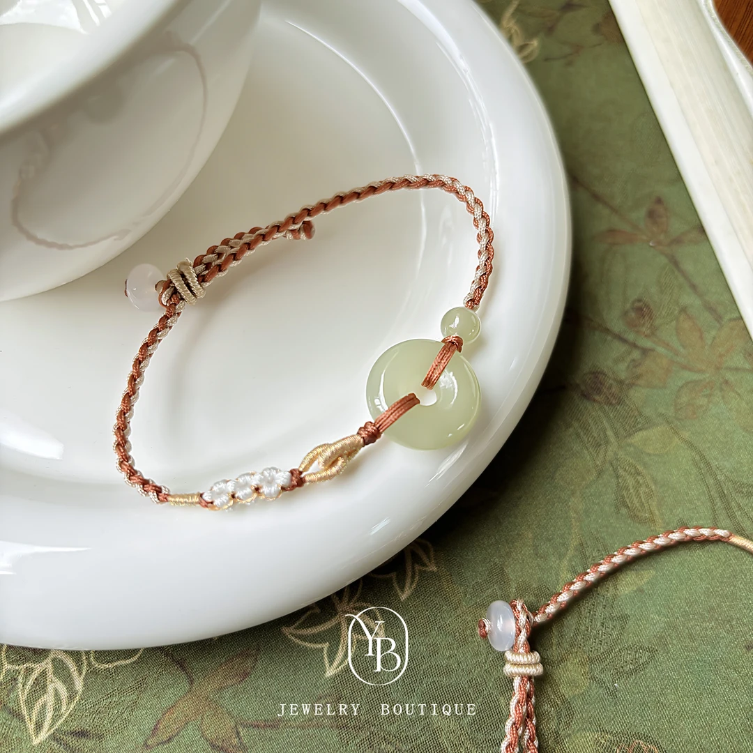 晴水和田玉平安扣吊坠编绳手链百搭小众少女心手绳颜色多样性发1