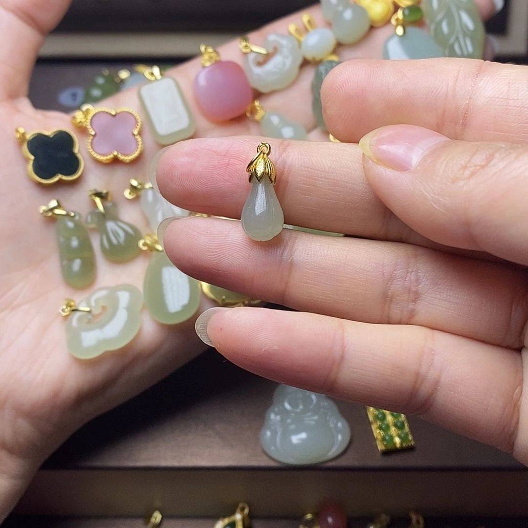 和田玉颈饰银S925镶嵌