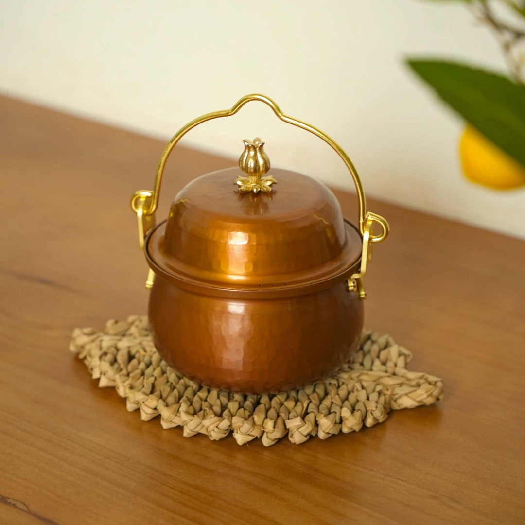 【铜小白】原创奶锅汤锅提梁加厚围炉新款正品铃兰小吊锅铜锅