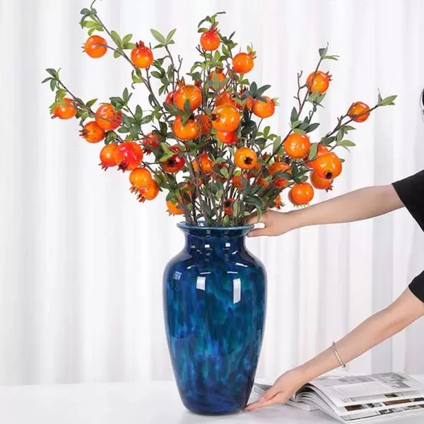 孔雀蓝大花瓶墨绿精选孔雀翎重彩琉璃花瓶