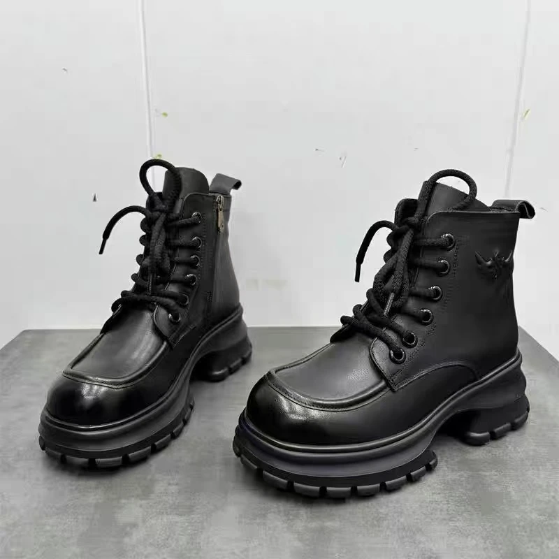 8721头层牛皮马丁靴厚底加绒复古时尚真皮女靴短靴