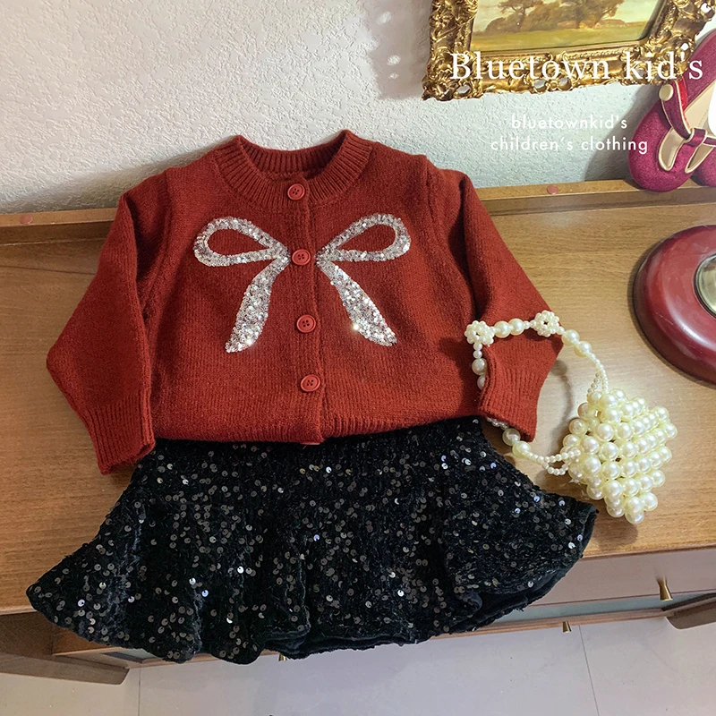 【本妈】2024冬“圣诞月”女童加厚蝴蝶结毛衣 7329 25