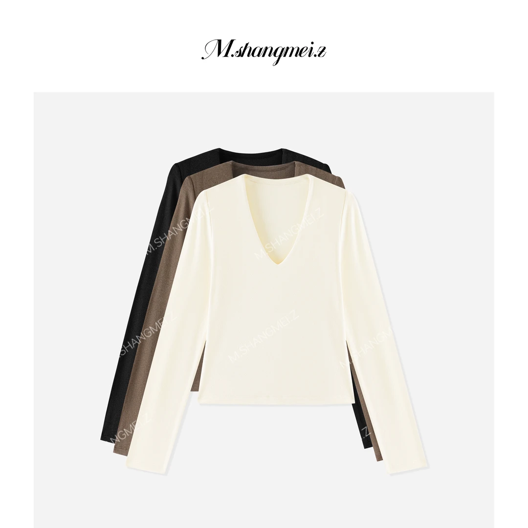 M.SHANGMEI.Z/沐熙【南风知意】美大哥修身V领长袖上衣X07AT1018