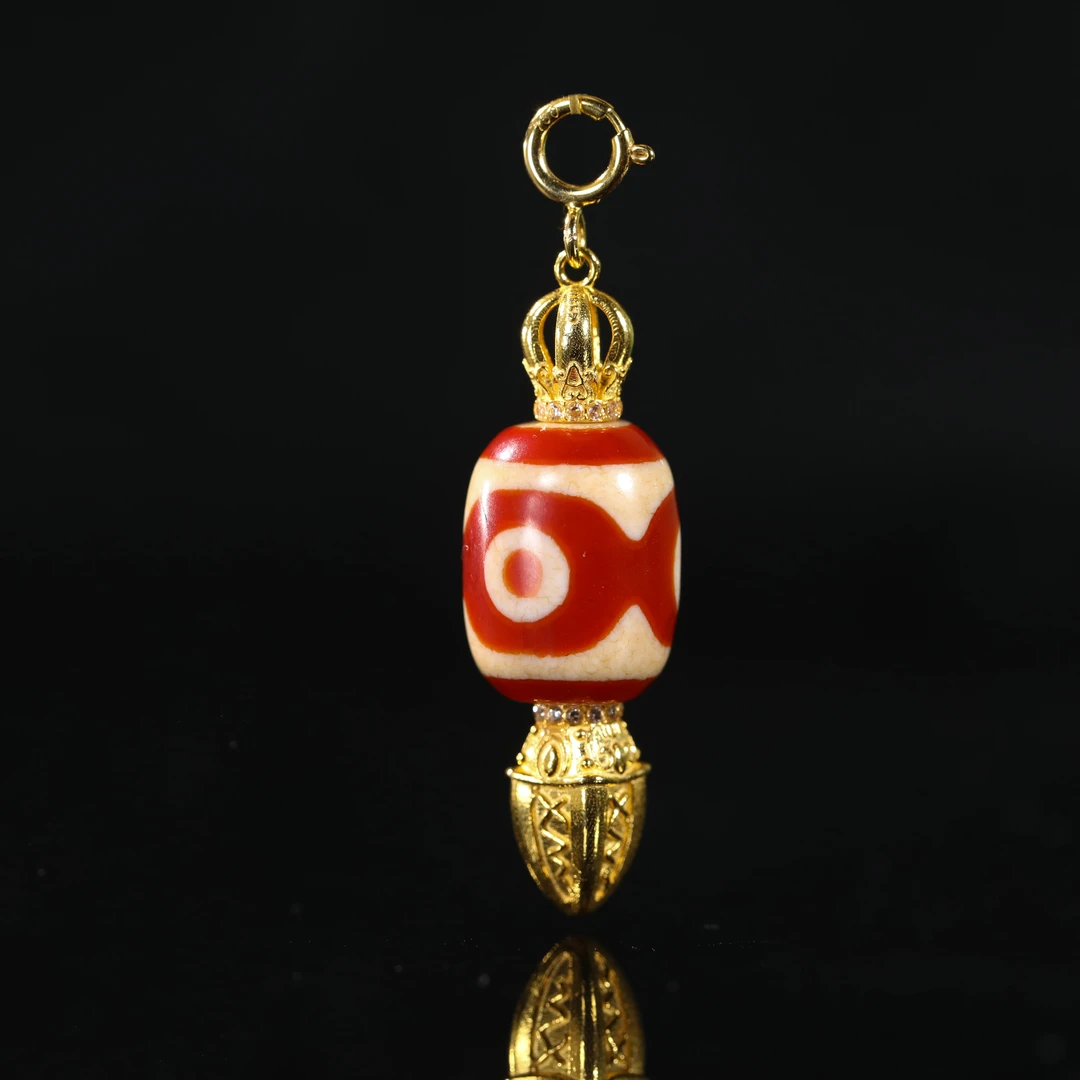 三眼天珠18K金吊坠X34232