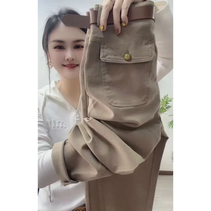 水洗棉牛仔裤春秋新款休闲百搭显瘦小脚直筒裤高腰弹力宽松哈伦裤