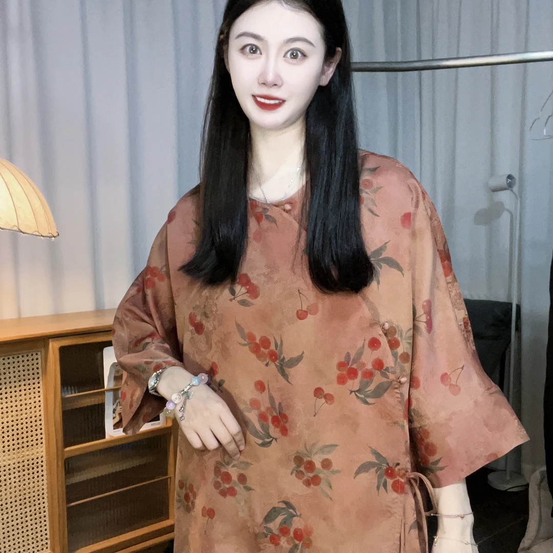 全蚕丝香云纱樱桃毛衫胸围120 衣长70