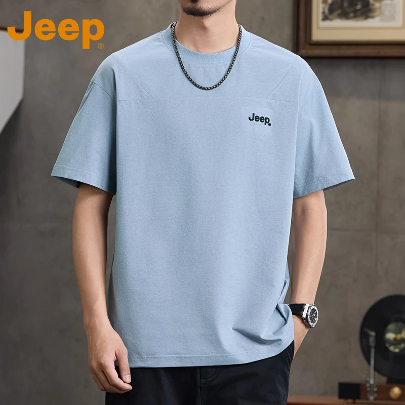 Jeep吉普夏季男士冰丝速干圆领短袖t恤青年学生打底衫宽松透气t恤