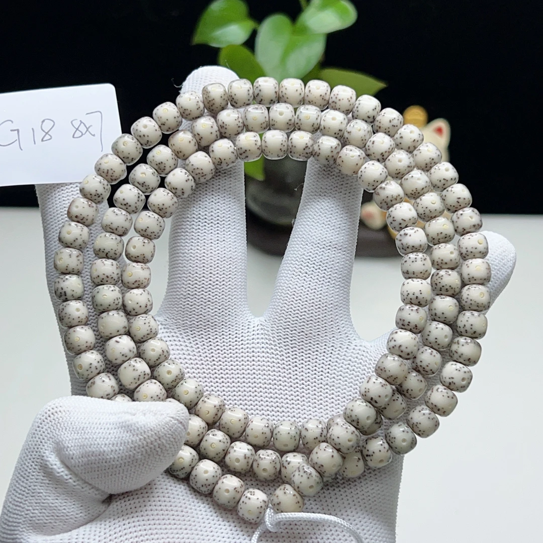 G18骨瓷白8×7正月大留白月朗星稀一物一图星月菩提108手串