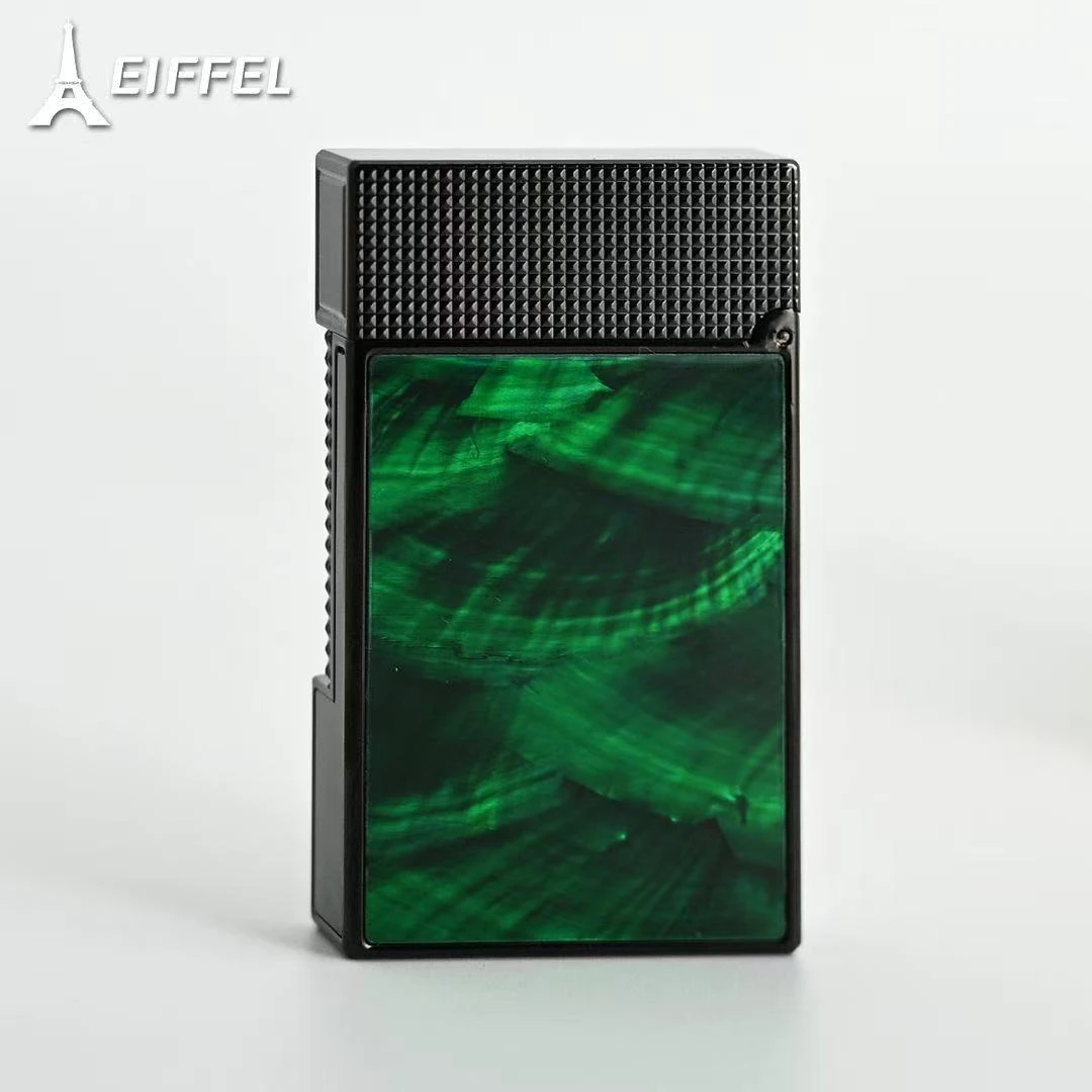 EIFFEL埃菲尔侧滑朗声充气打火机巴黎丁黑绿彩贝镶嵌高端送礼送人
