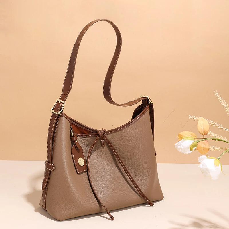 复古头层牛皮托特包女高级感大容量通勤单肩腋下包百搭斜挎包大包