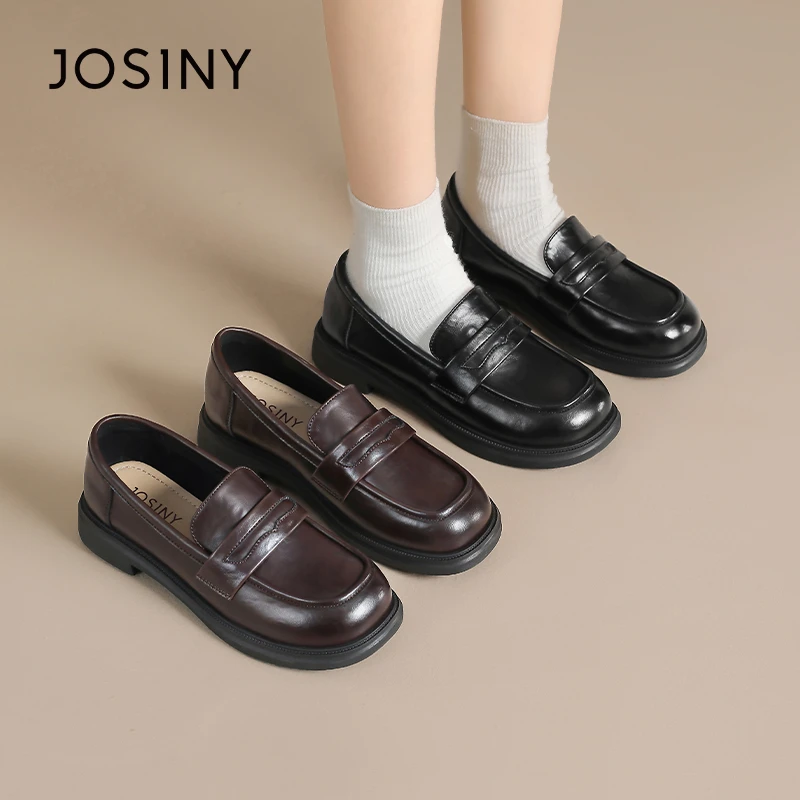 卓诗尼薄底小皮鞋女款英伦风2025新款春秋JK皮鞋女鞋通勤乐福鞋子