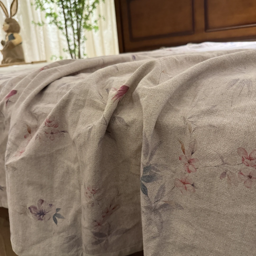 （蝶舞）1.5*2汉麻植物印花9支水洗单人床单凉席