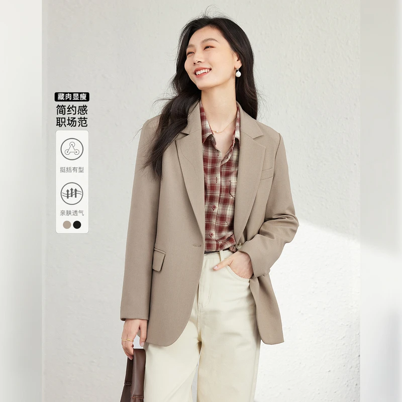 *梵希蔓简约时尚休闲西服纯色通勤优雅气质外套M9079