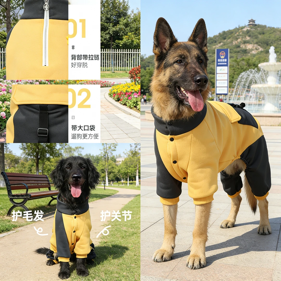 冬季中大型犬狗狗衣服春秋款拉布拉多四脚卫衣秋冬金毛专用田园犬