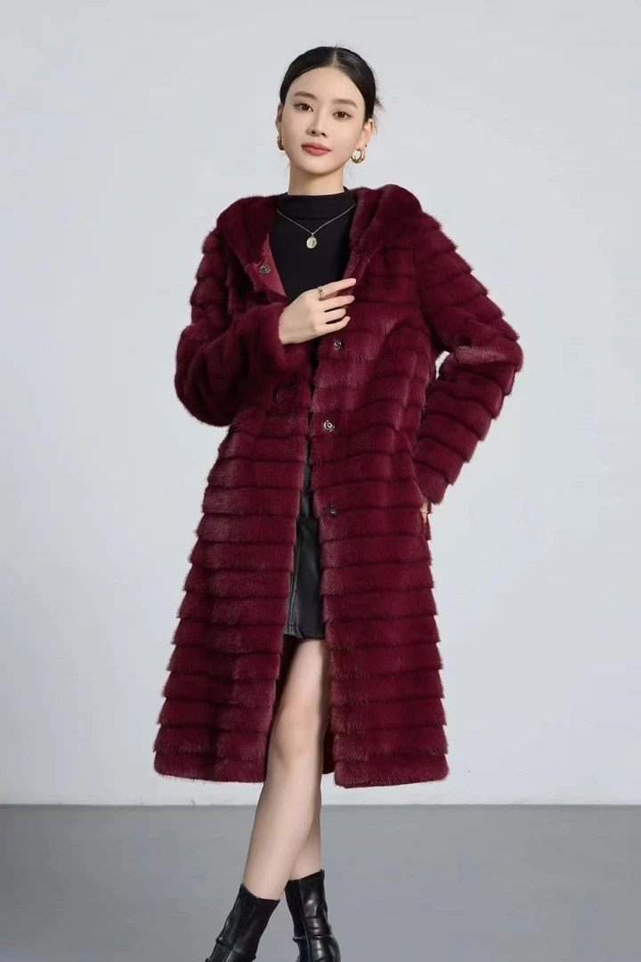 【金标正品反季捡漏】海宁连帽加厚毛皮时尚小龙貂8052