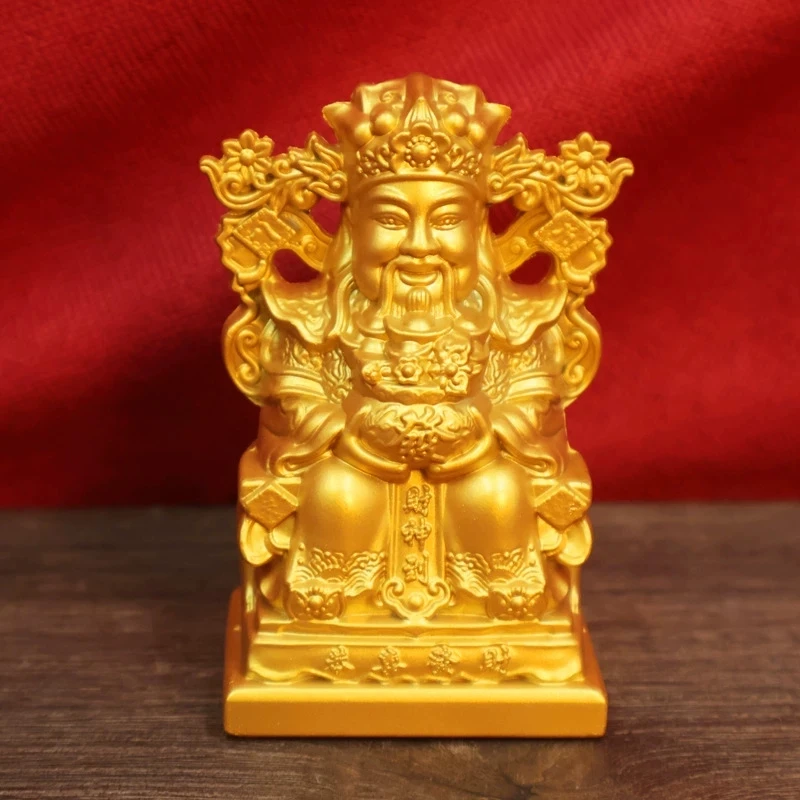 财神爷摆件开过的光招财旺宅坐像家居供养铜摆件聚宝盆风水摆件