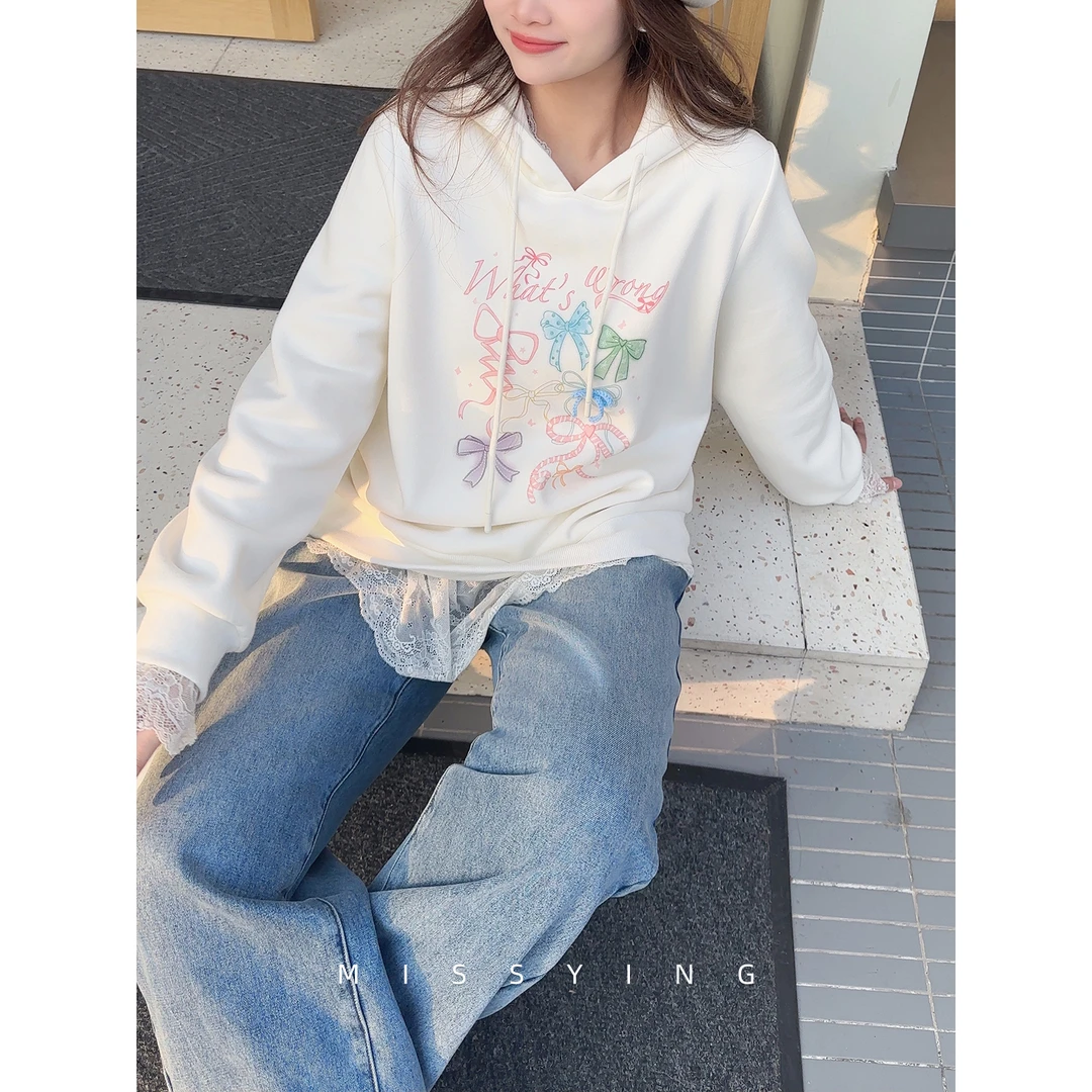 心怡私服【冬日花圃】微胖大码韩版气质显瘦加绒宽松休闲长袖卫衣