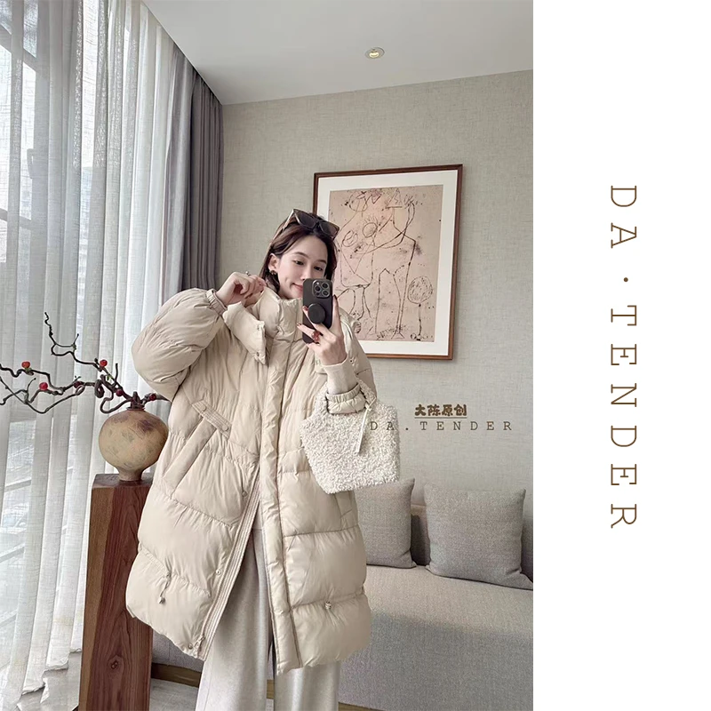 DA·Tender【威尔顿画廊中长款羽绒服】气质时尚韩版连帽立领