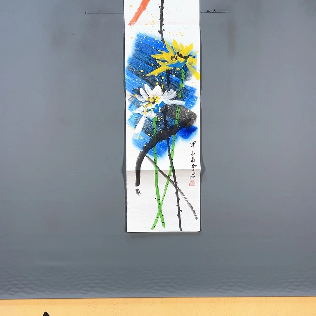 国画1002 花鸟和蝴蝶在水中