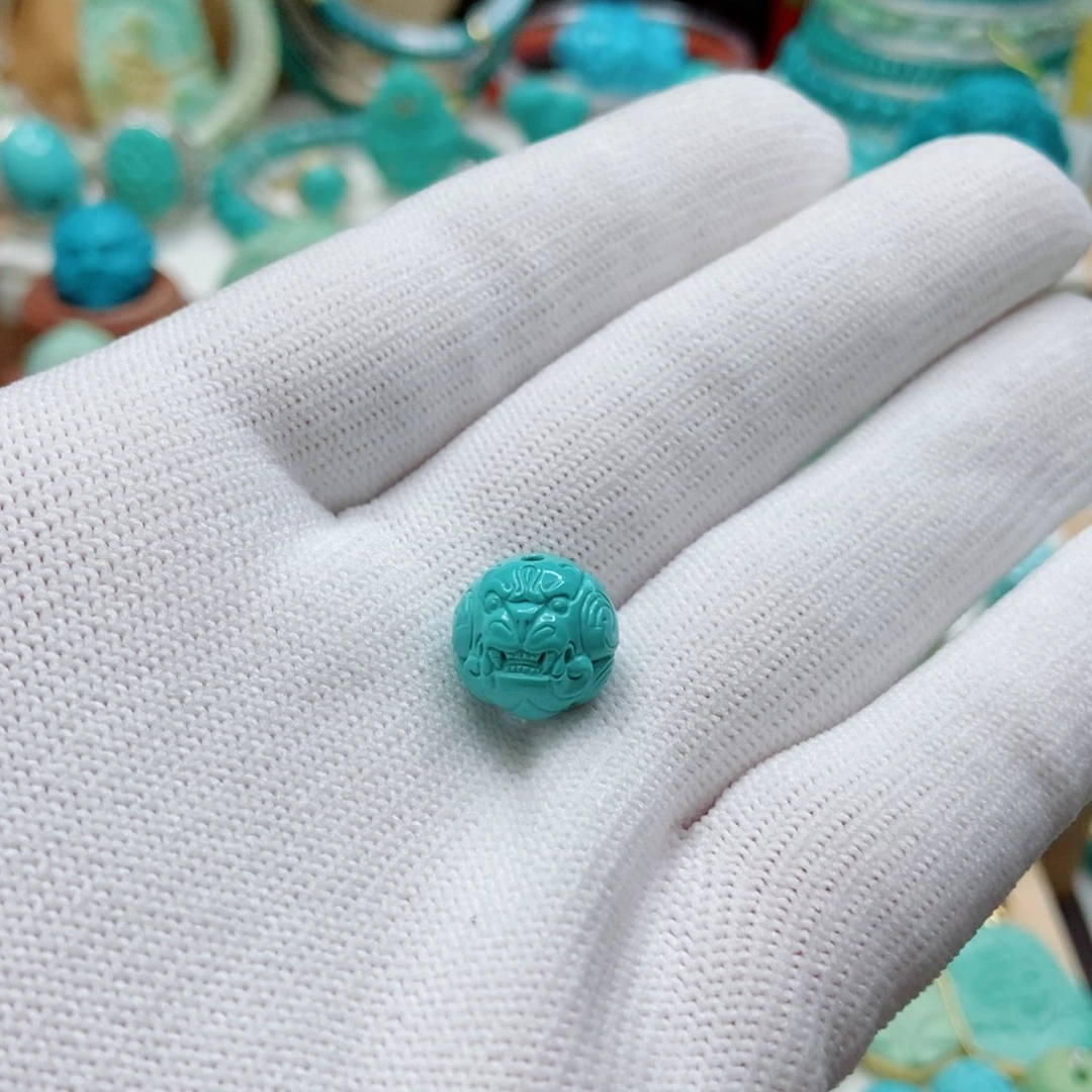 绿松石未镶嵌貔貅珠子11mm