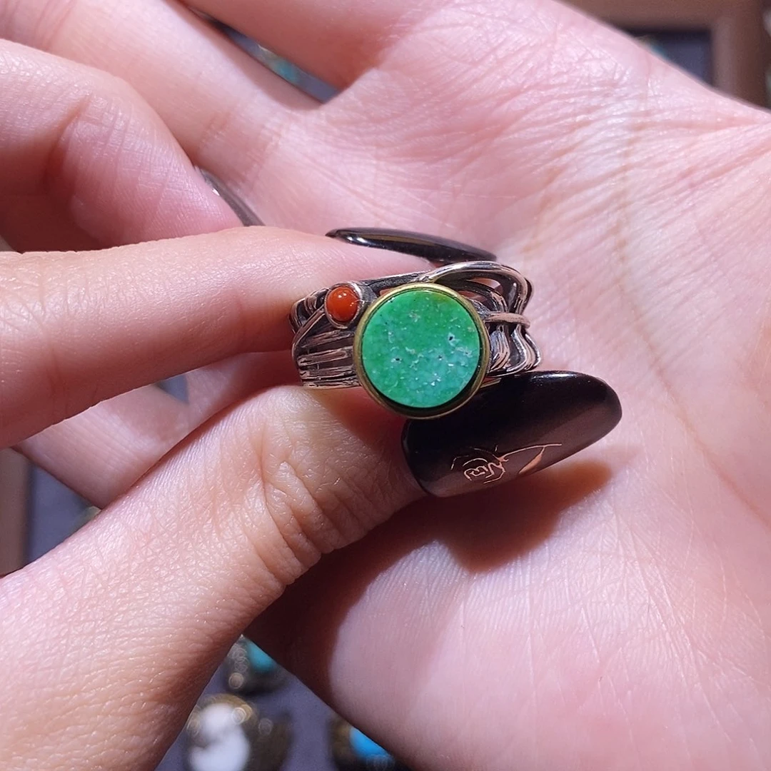 绿松石戒指银S925镶嵌里*戒指