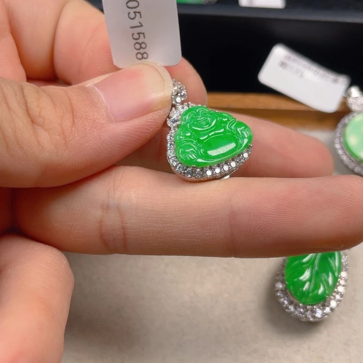 翡翠银S925镶嵌吊坠(不含链)