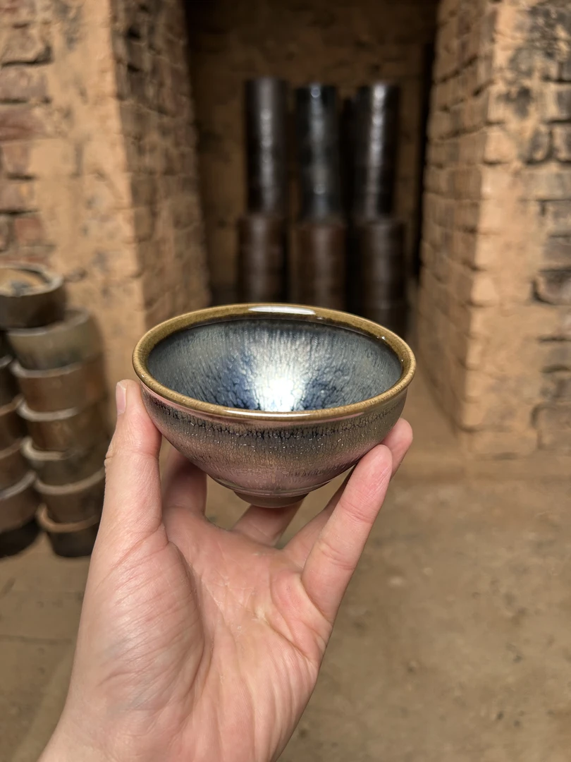 闪购 建窑建盏 蓝油滴 礼盒装带溯源证书电烧