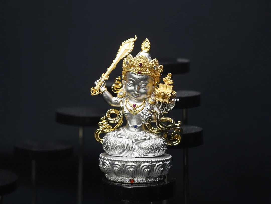 喜三福文创 持剑大智慧文殊菩萨潮流百搭复古手工小众摆件