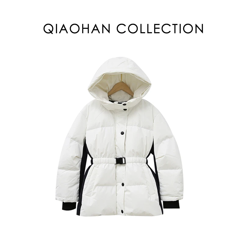 【俏韩 — 高定羽绒】设计师女款宽松白鹅绒连帽冬季保暖户外羽绒服
