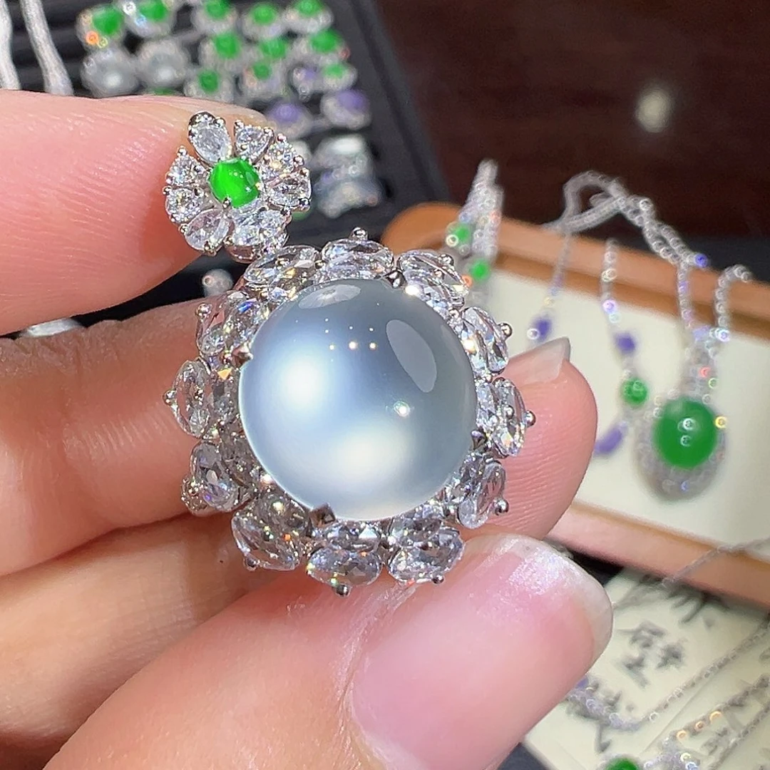 翡翠18K金镶嵌戒指两用款