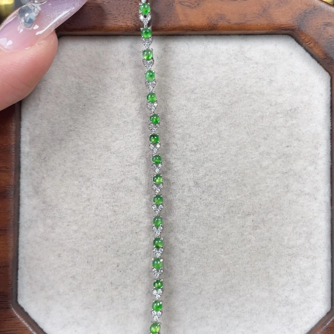 翡翠手链银S925镶嵌148880