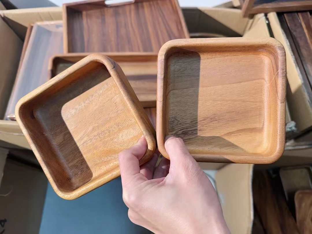 胡桃木大方钵干果盒盘托盘木盘子12.5*12.5*4