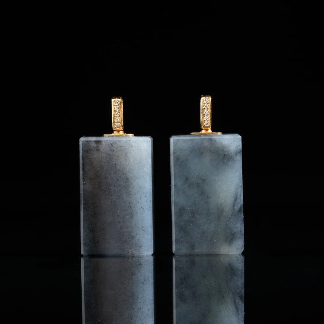 【鹿鸣】远山 | 18k金青花无事牌吊坠 20*12*6mm不含链多样性发一