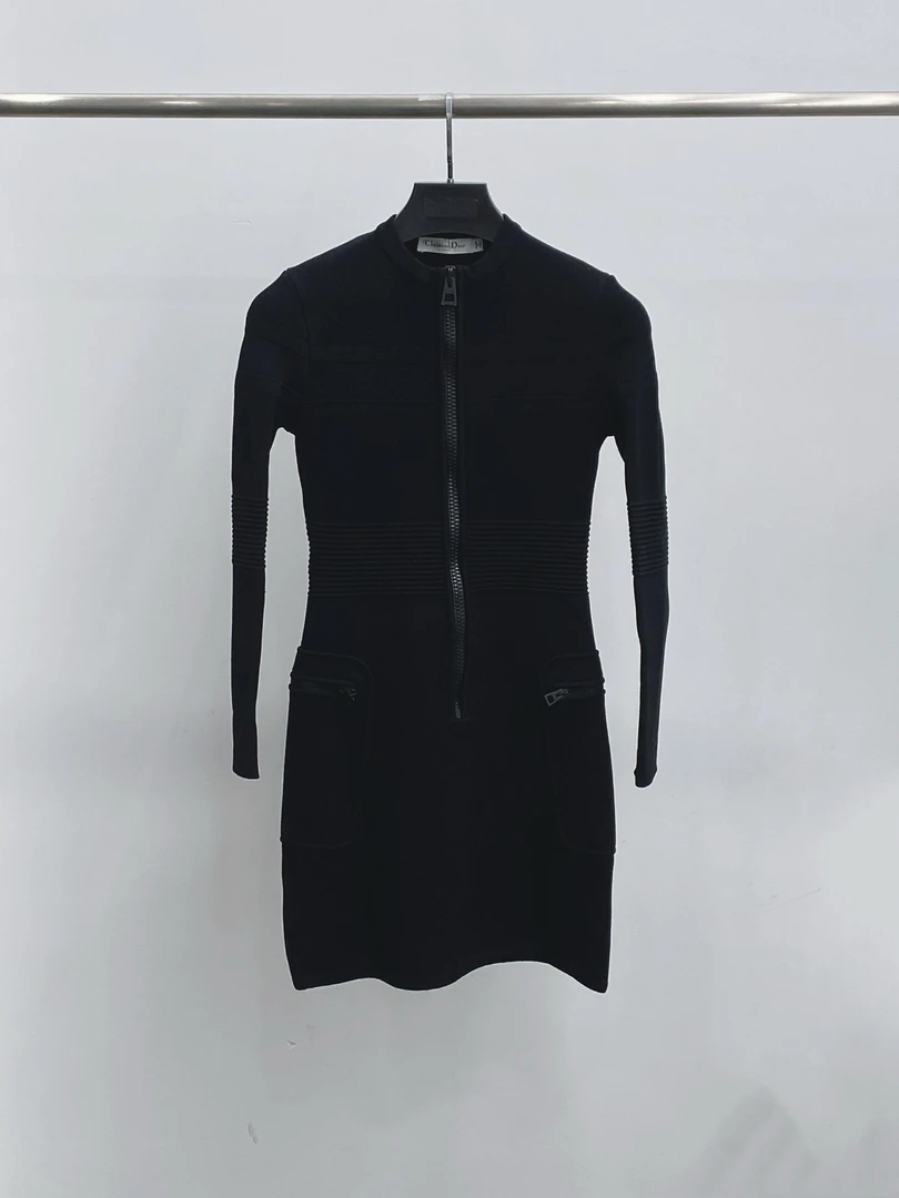 99新 DIOR/迪奥 sm12047362 黑色修身针织连衣裙 36码