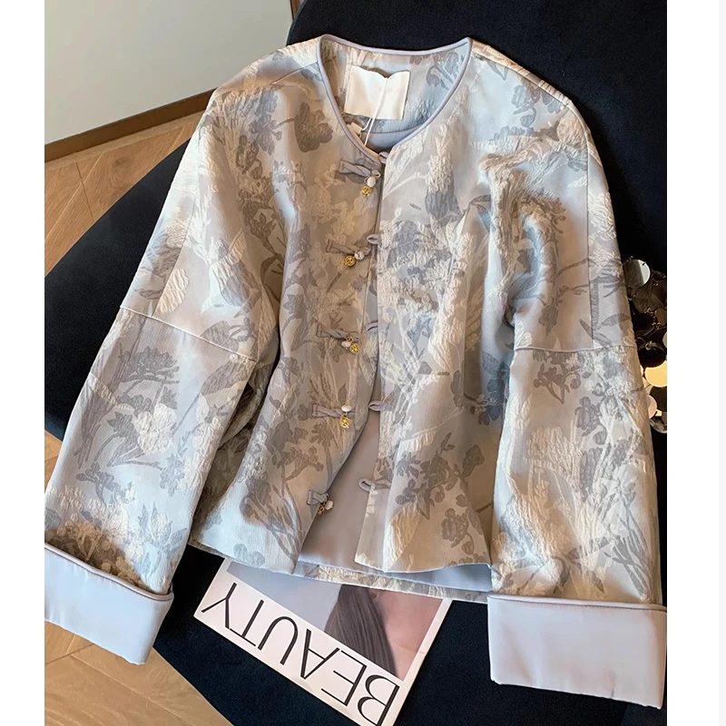 新中式国风提花盘扣短外套女2025春季新款高级感复古气质名媛上衣
