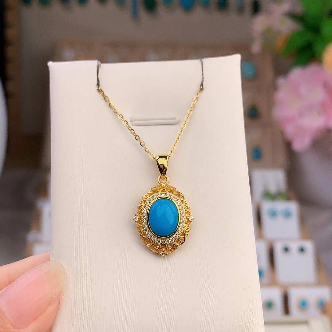 绿松石银S925镶嵌颈饰