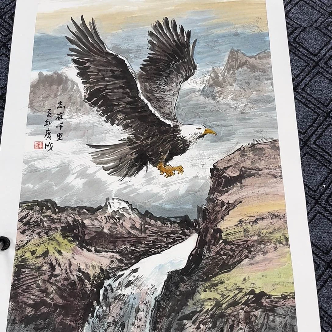 开***笑国画崔广成老师四尺花鸟奇