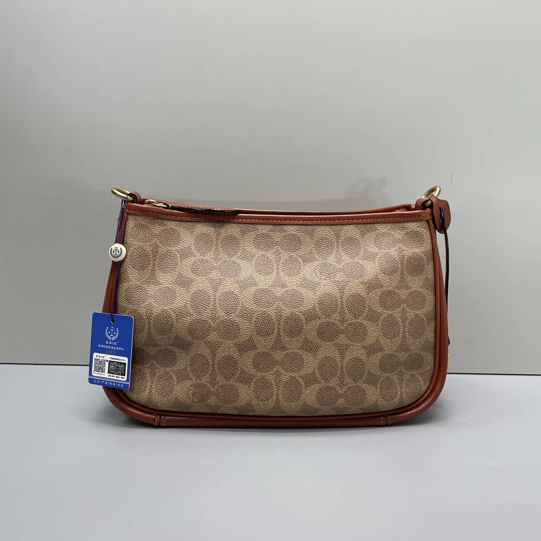 95新 COACH/蔻驰 小林/cary28红棕老花腋下包28*19*12cmSB011208