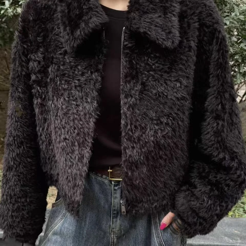 韩系立领加厚羊羔毛外套女冬季百搭上衣