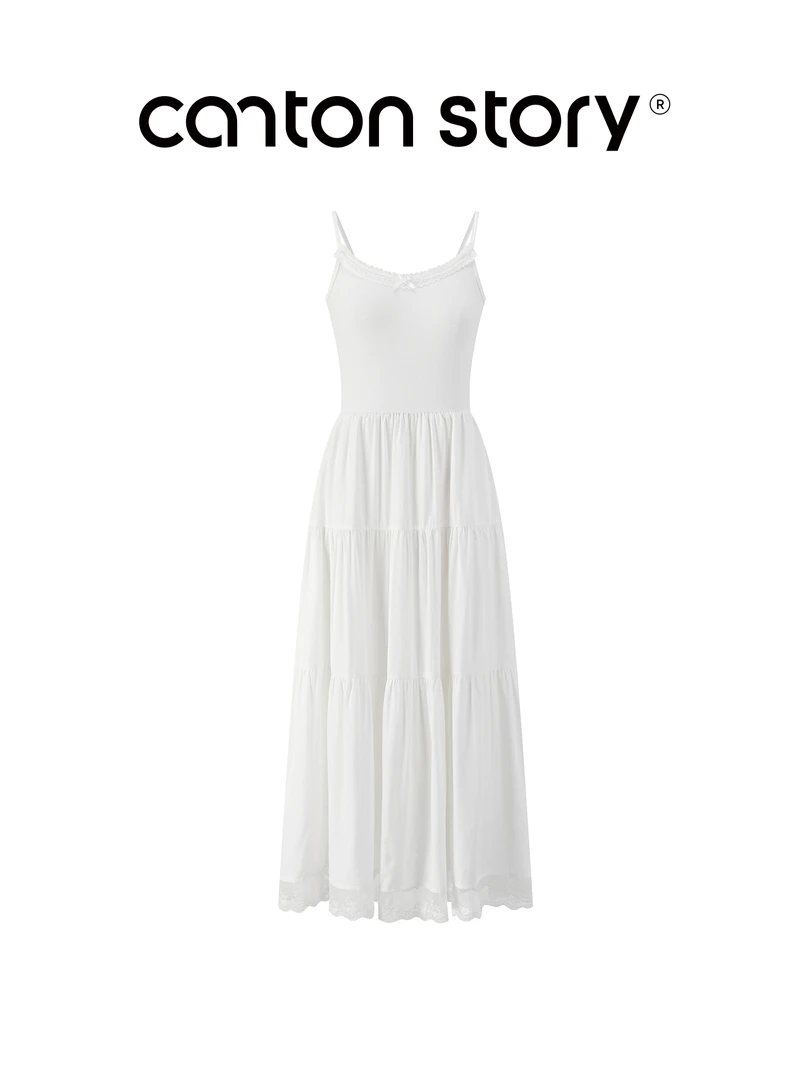 羊城故事 蕾丝花边吊带连衣裙女新款甜美收腰蛋糕长裙 Y50852543