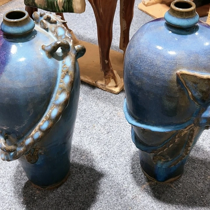 瓦当摆件摆件茶桌茶台陶瓷红**月