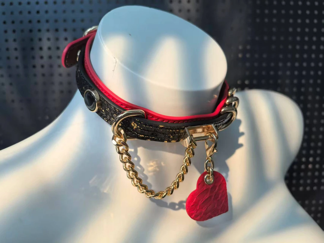 合金皮质项链 皮质项链原创蜥蜴皮头层牛皮项圈颈链小众手作定制