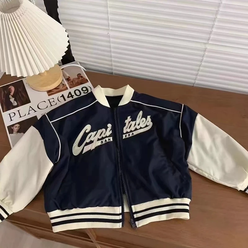 ZG24021【春款现货】韩版儿童刺绣棒球服夹克外套