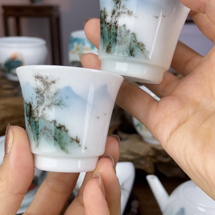 杯主人杯手绘釉下彩