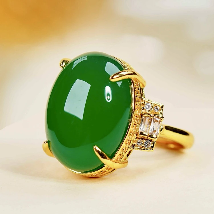 泓（149号）绿色玉髓戒指活圈活口绿色多样性一件发货福利无证书
