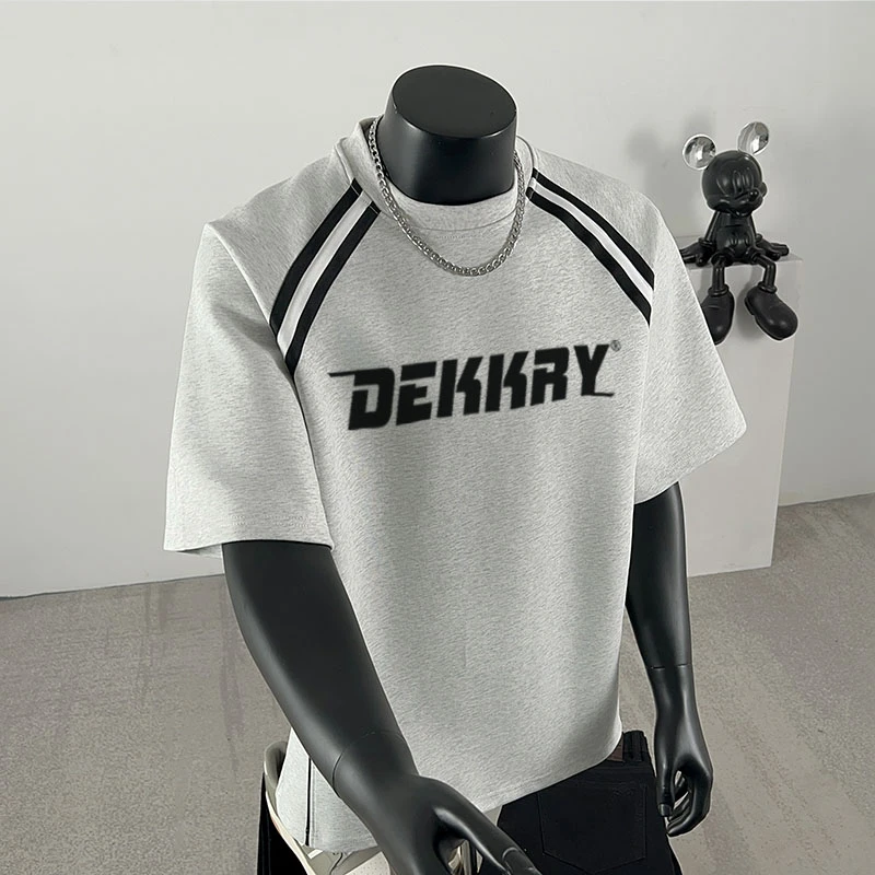 jtrt美式字母印花纯棉插肩短袖t恤男夏季潮牌百搭休闲重磅上衣