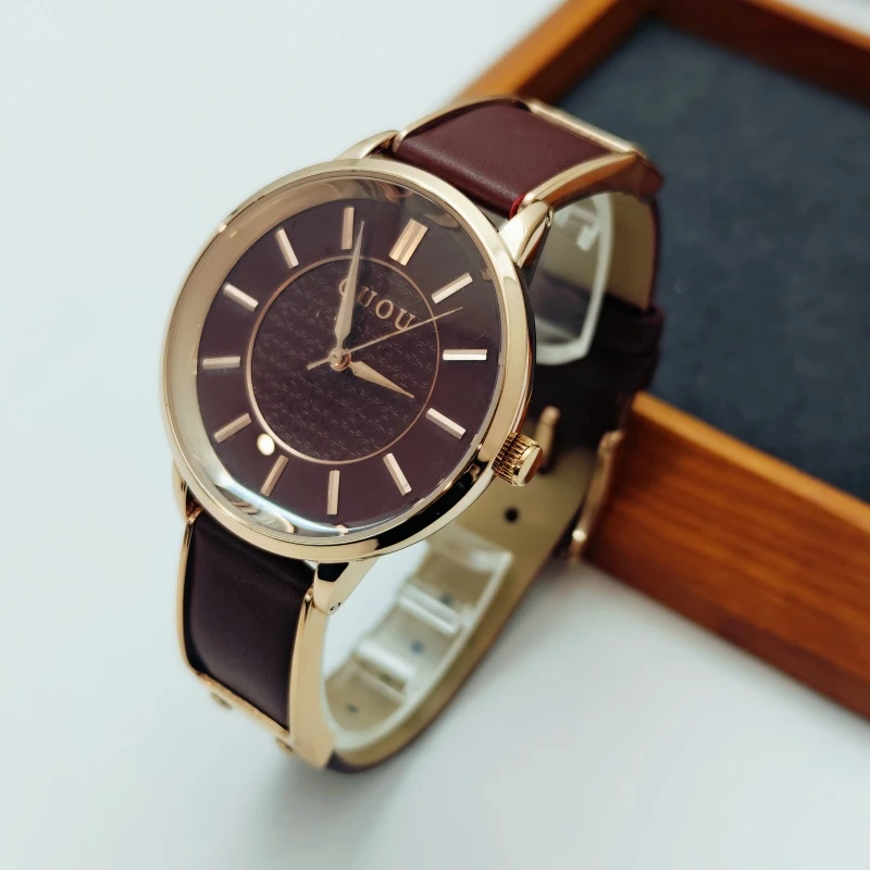 古欧安格拉红正品女士手表新款个性时尚款休闲皮带大表盘石英表潮