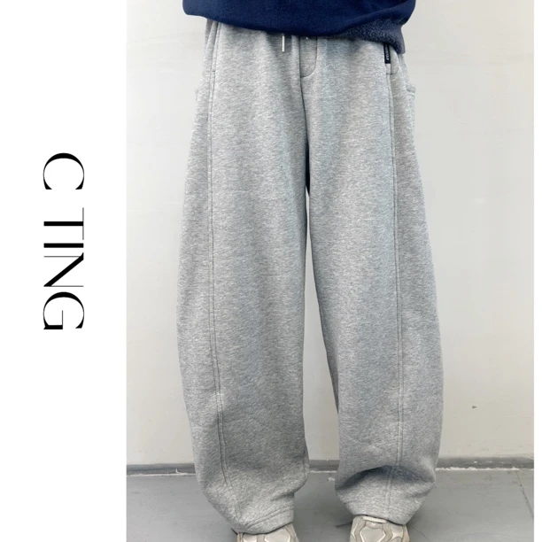 【C TING】新款韩版亲子装童装侧口袋弯刀加绒休闲裤卫裤-338